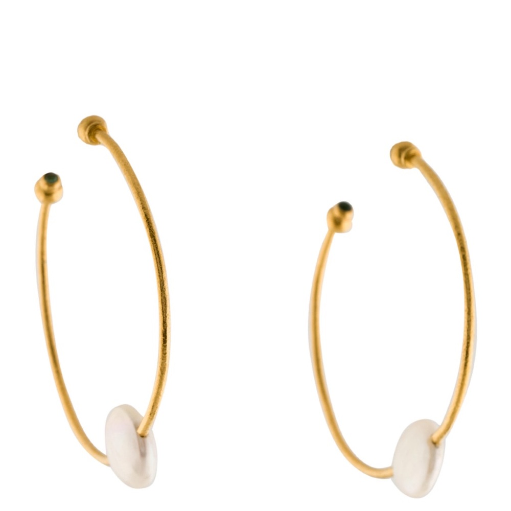 Gurhan 24k pearl hoop earrings